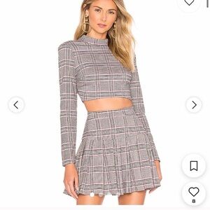 NBD x Naven Gray Plaid Crop Top